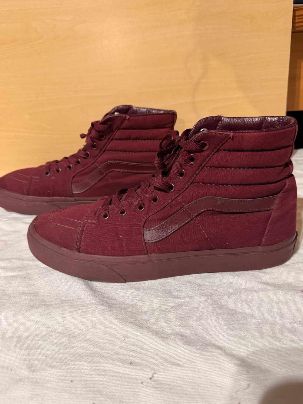 VANS Men's High-Top Skate Sneakers in Burgundy